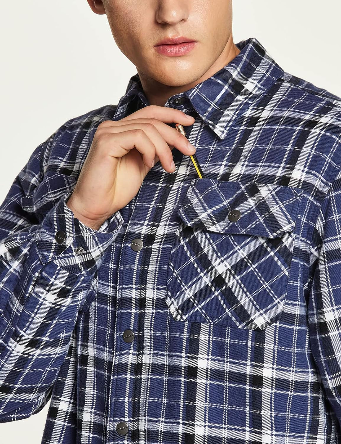 Men'S Flannel Shirt Jacket Long Sleeve, Winter Warm Outdoor Casual Plaid Jacket Coat with Pockets