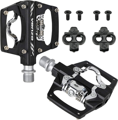 Multi-Use Compatible with Shimano SPD Mountain Bike Bicycle Sealed Clipless Pedals - Dual Platform Multi-Purpose - Great for Touring, Road, Trekking Bikes
