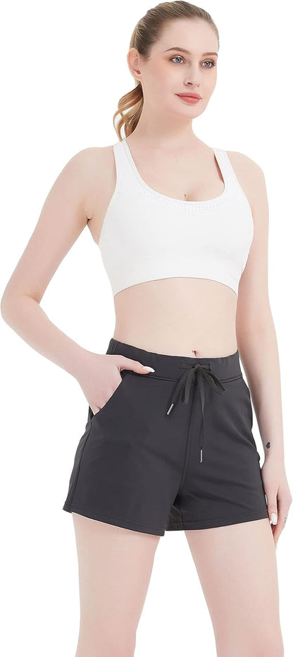 Women Workout Running Shorts 2 in 1 Active Yoga Gym Sport Shorts with Pockets