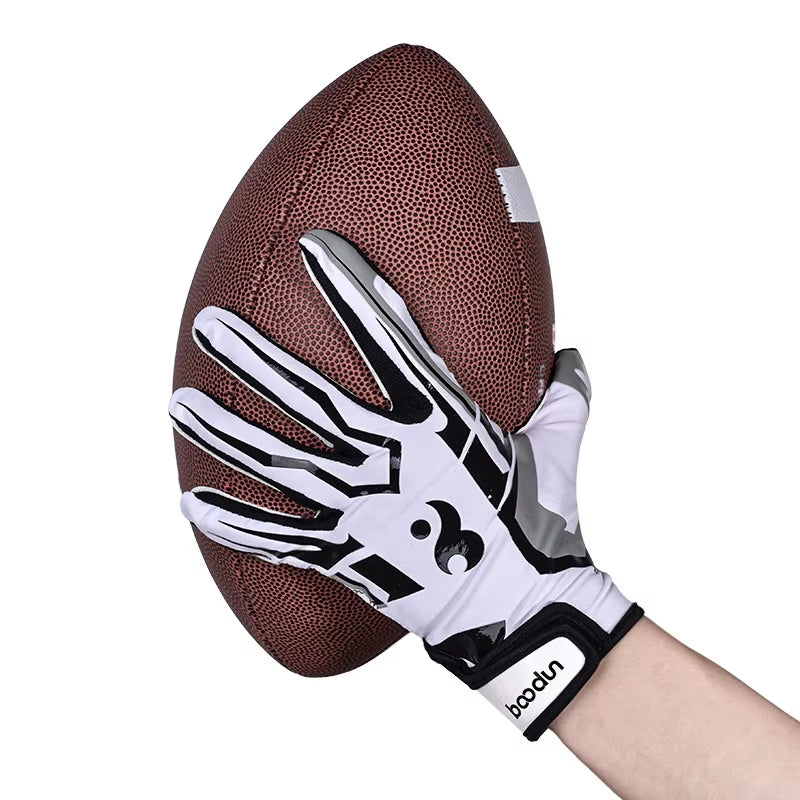 1Pair American Football Rugby Gloves Non Slip Breathable Full Finger Sports Gloves Baseball Soccer Adjustable Wristband Gloves