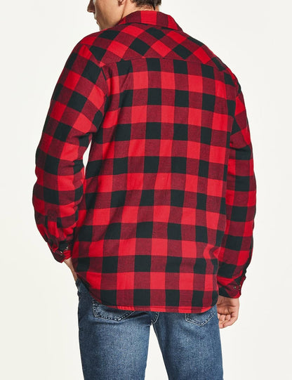 Men'S Flannel Shirt Jacket Long Sleeve, Winter Warm Outdoor Casual Plaid Jacket Coat with Pockets