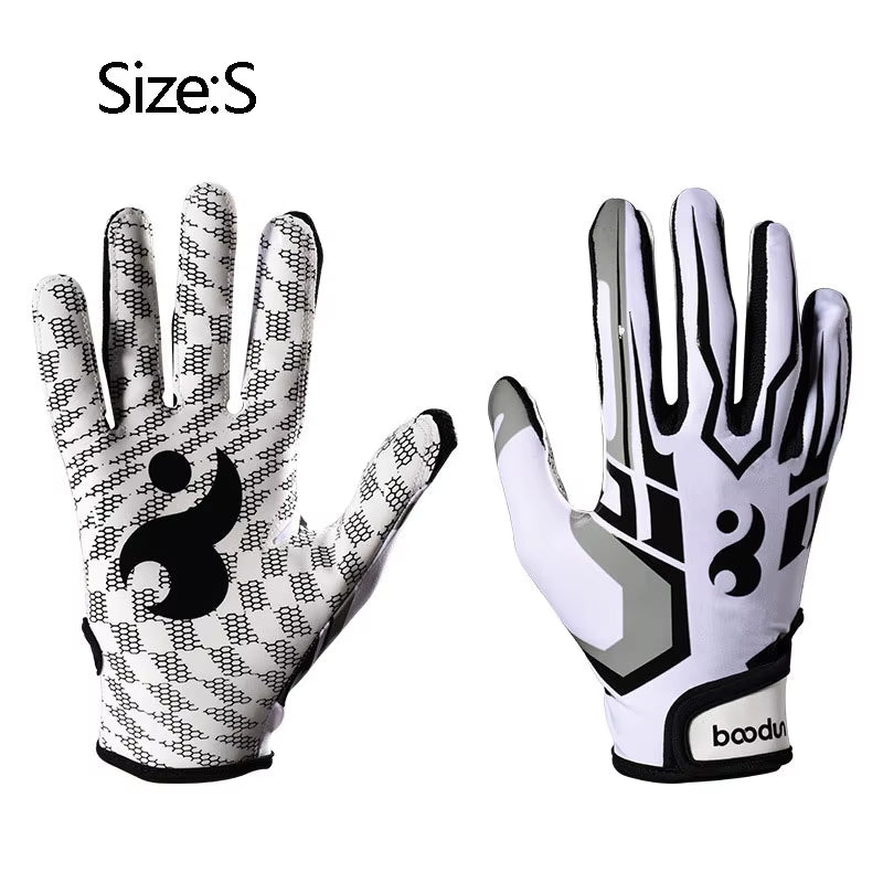 1Pair American Football Rugby Gloves Non Slip Breathable Full Finger Sports Gloves Baseball Soccer Adjustable Wristband Gloves