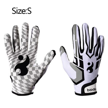 1Pair American Football Rugby Gloves Non Slip Breathable Full Finger Sports Gloves Baseball Soccer Adjustable Wristband Gloves