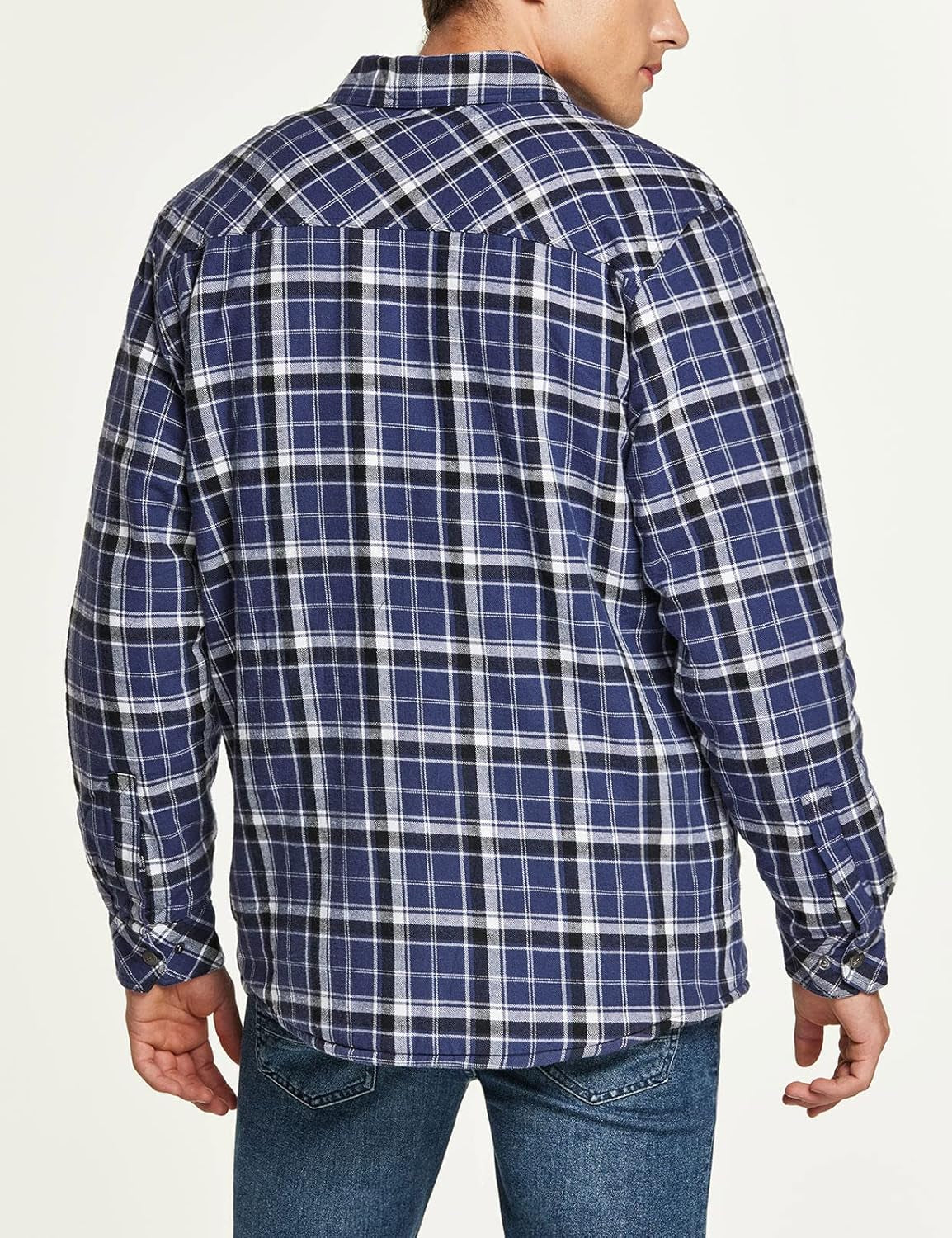 Men'S Flannel Shirt Jacket Long Sleeve, Winter Warm Outdoor Casual Plaid Jacket Coat with Pockets