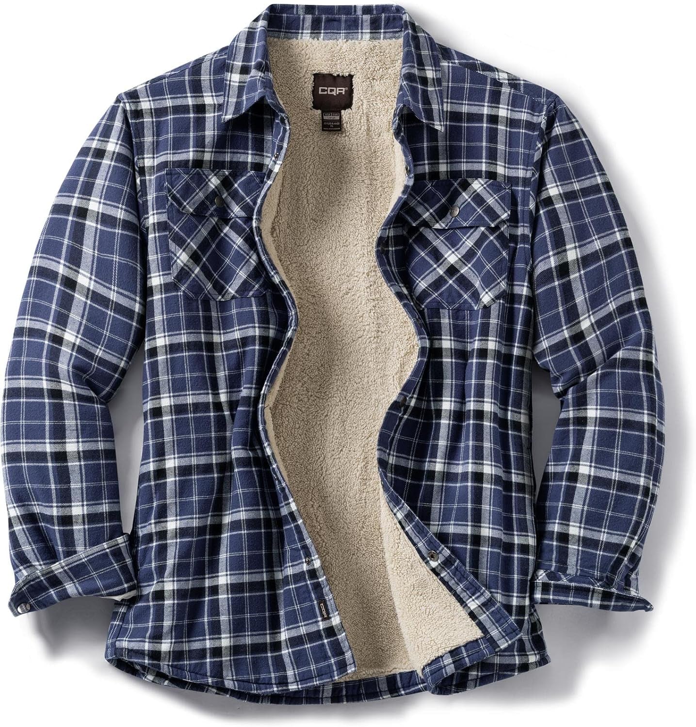 Men'S Flannel Shirt Jacket Long Sleeve, Winter Warm Outdoor Casual Plaid Jacket Coat with Pockets