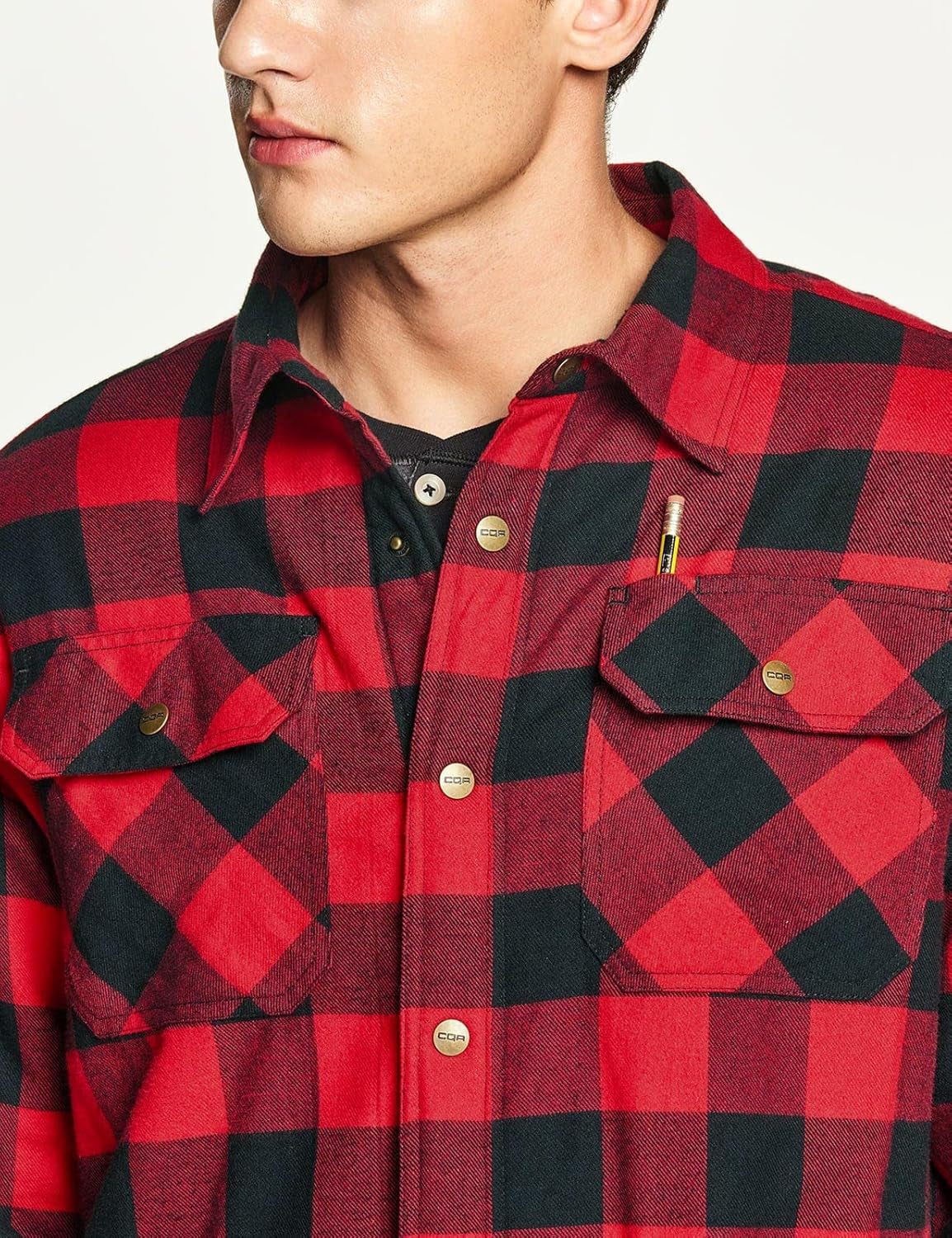 Men'S Flannel Shirt Jacket Long Sleeve, Winter Warm Outdoor Casual Plaid Jacket Coat with Pockets