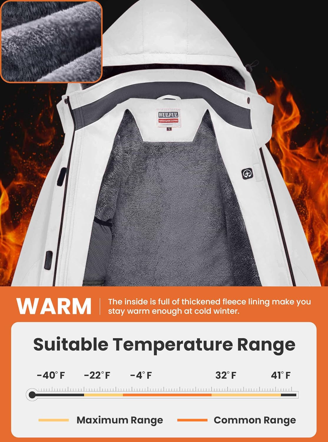 Women'S Waterproof Ski Jacket Warm Winter Coats Windproof Winter Jackets for Women Fleece Lined Windbreaker with Hood