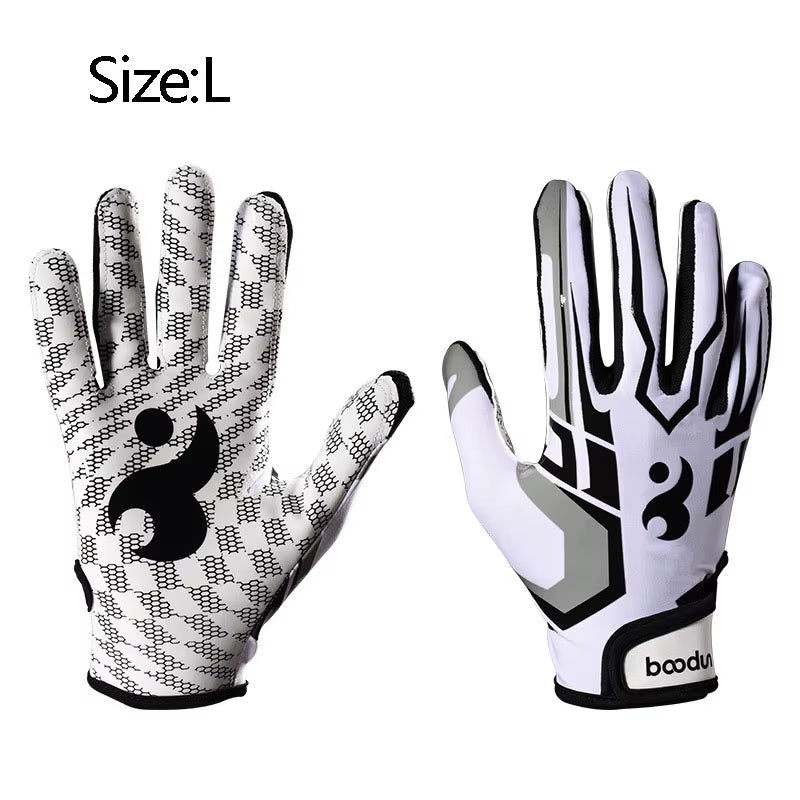 1Pair American Football Rugby Gloves Non Slip Breathable Full Finger Sports Gloves Baseball Soccer Adjustable Wristband Gloves