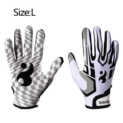 1Pair American Football Rugby Gloves Non Slip Breathable Full Finger Sports Gloves Baseball Soccer Adjustable Wristband Gloves