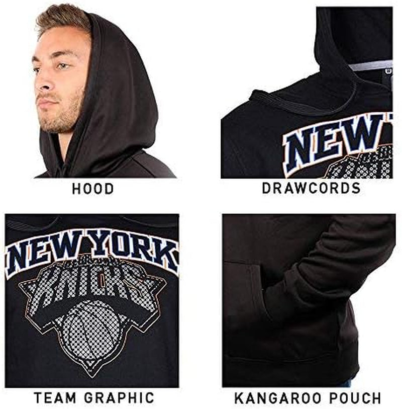Men'S NBA Official Primo Metallic Fleece Hoodie Sweatshirt, New Orleans Pelicans, Black, Small