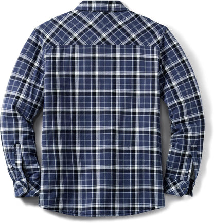 Men'S Flannel Shirt Jacket Long Sleeve, Winter Warm Outdoor Casual Plaid Jacket Coat with Pockets